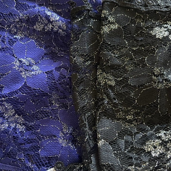 Purple and Black Lacy Floral Scarf with Shimmer - Picture 4 of 5